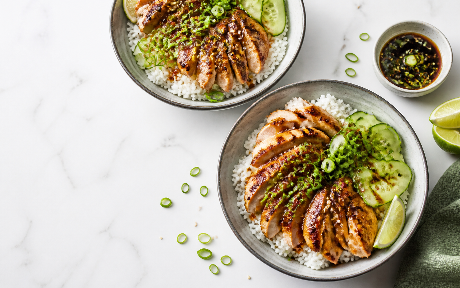 Ginger-scallion chicken bowls